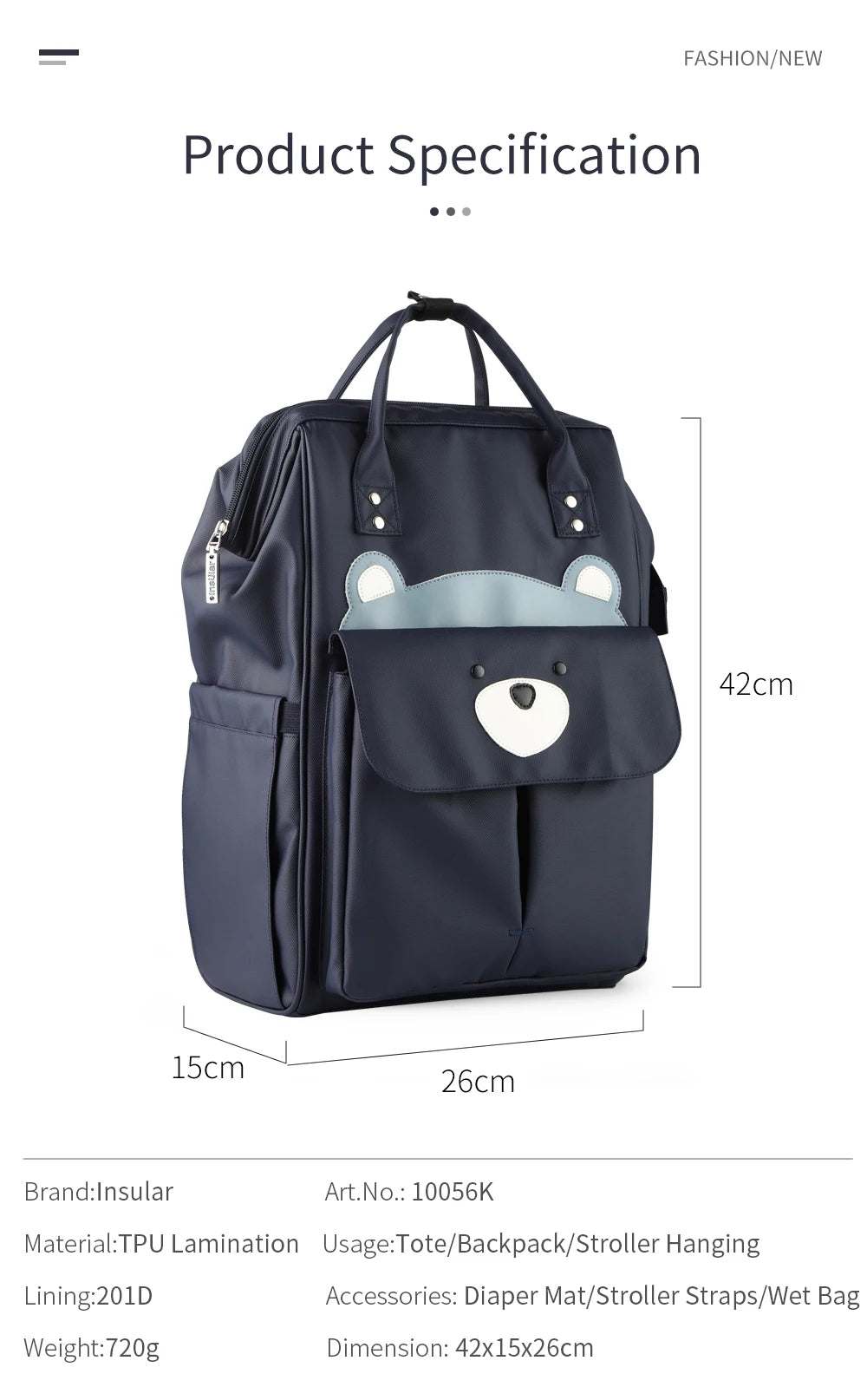 Insular Waterproof Mummy Nappy Backpack