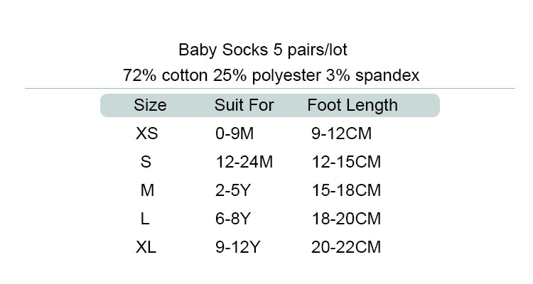 5Pairs/lset  0-2Y Socks Baby Socks