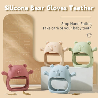 Baby Teether Gloves Cartoon Bear Silicone Dental Care BPA-Free