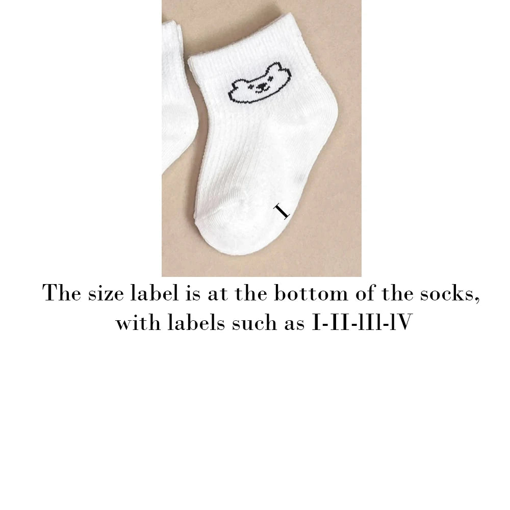 5pairs/set Cartoon Pattern & Solid Color Socks