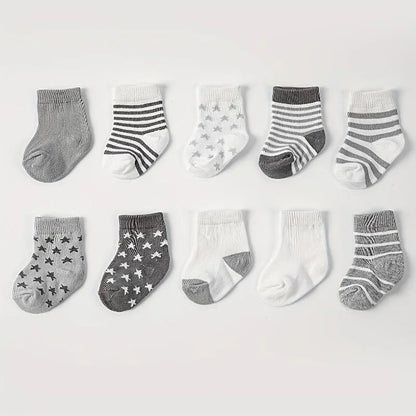 5 pairs New spring and autumn star striped baby socks