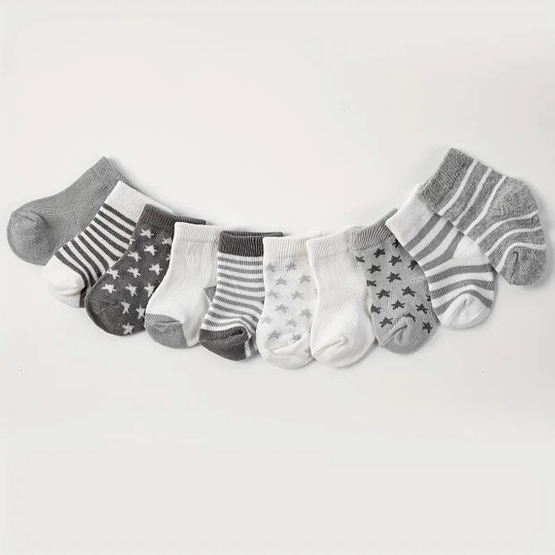 5 pairs New spring and autumn star striped baby socks