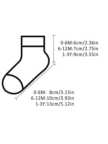 5pairs/set Cartoon Pattern & Solid Color Socks