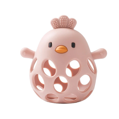 Baby Toys Silicone Hollow Teether BPA Free 0 12 Months Cartoon Cute Chick Infant Toys Silicone Rattle Baby Accessories Toys Gift