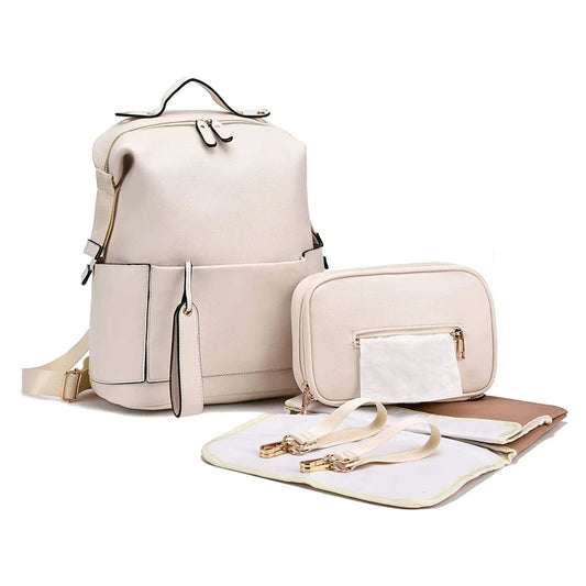 Multifunction Leather Maternity Diaper Backpack