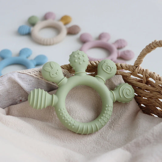 Erduo Silicone Baby Teether, Anxiety and Teething Toy for 0-12 Months, Sensory Gum Relief Soother