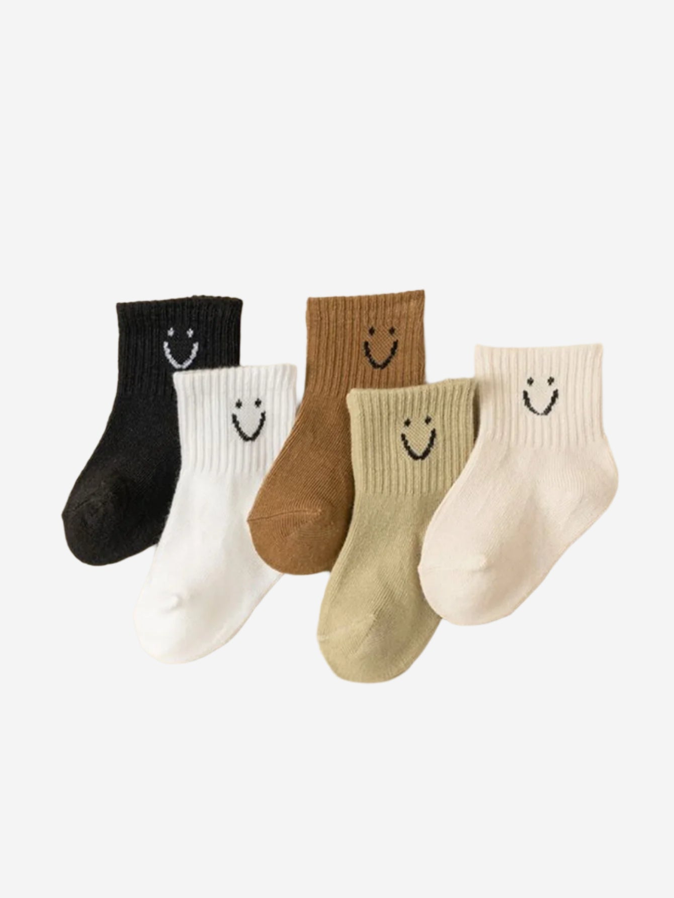 5pairs/set Cartoon Pattern & Solid Color Socks