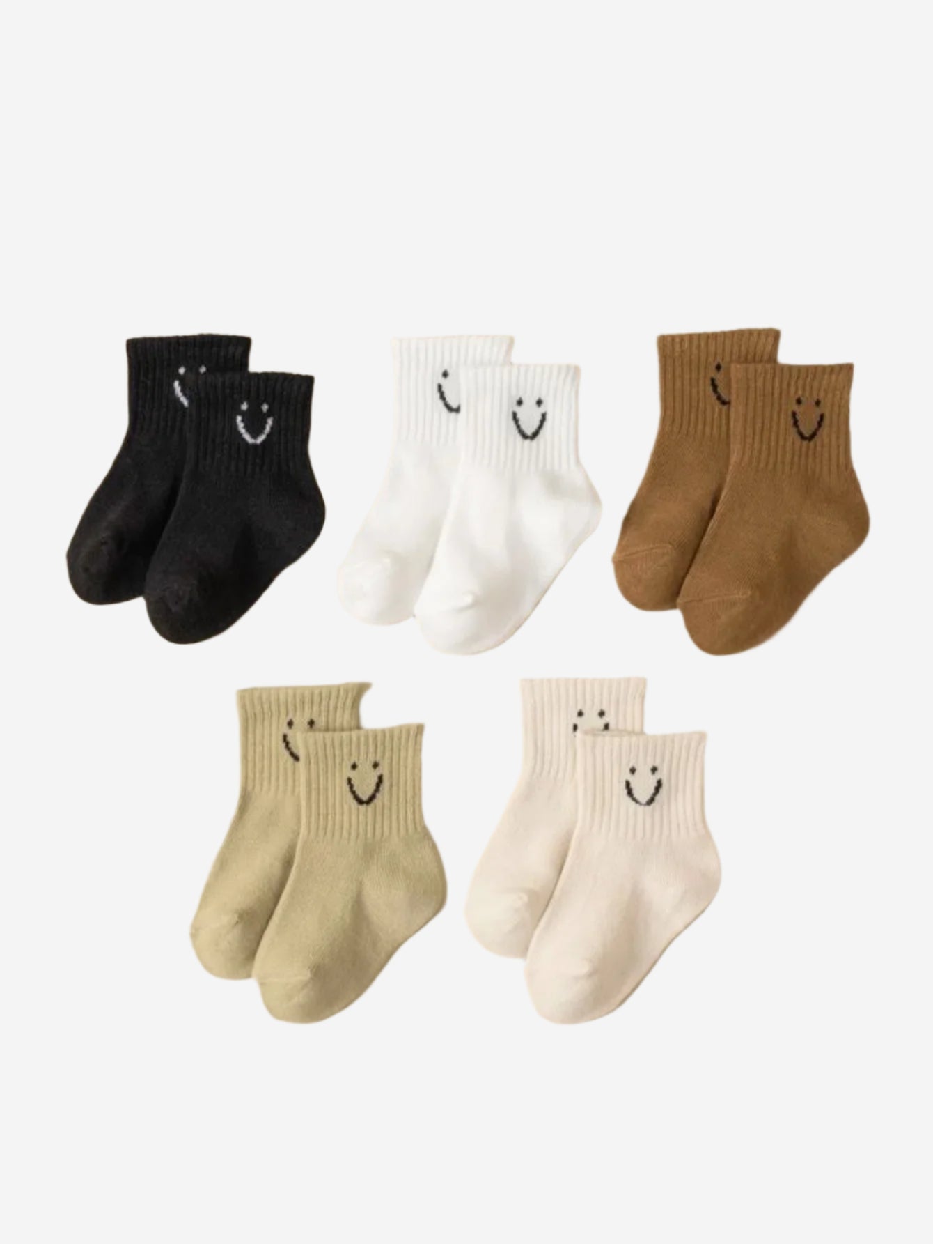 5pairs/set Cartoon Pattern & Solid Color Socks