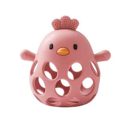 Baby Toys Silicone Hollow Teether BPA Free 0 12 Months Cartoon Cute Chick Infant Toys Silicone Rattle Baby Accessories Toys Gift