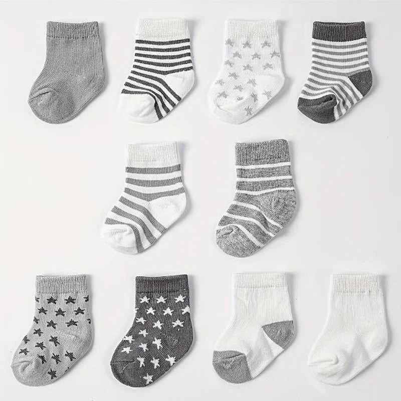 5 pairs New spring and autumn star striped baby socks