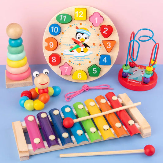 Montessori Baby Toys, 3D Wooden Puzzles for Early Learning, Educational Wooden toys